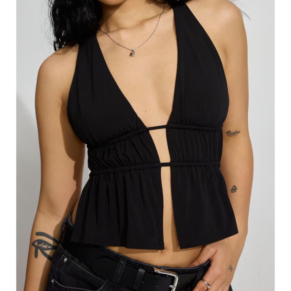 Garage Jet Black Plunge Tank